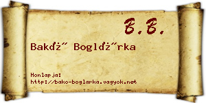 Bakó Boglárka névjegykártya